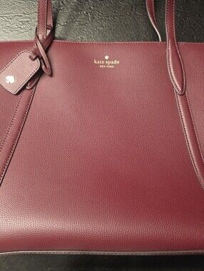 Kate Spade Burgundy Leather Work Tote Laptop Bag